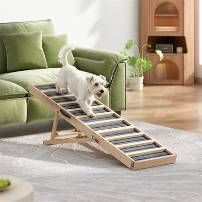 Folding Wooden Dog Ramp for Small & Large Dogs, 39 Inch Portable Pet Ramp for Cars, Couch, Bed & Stairs, Non-Slip Surface for Senior Dogs & Puppies