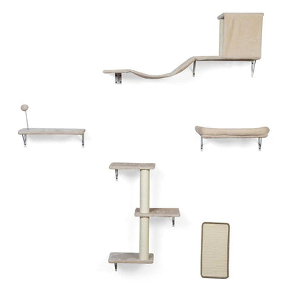 Wall-Mounted Cat Activity Set for Indoor Cats, 5-Piece Climbing Shelves & Perches, Space-Saving Cat Wall Furniture for Jumping, Lounging & Exercise