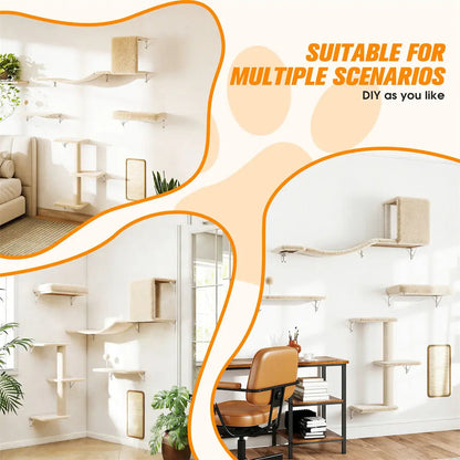 Wall-Mounted Cat Activity Set for Indoor Cats, 5-Piece Climbing Shelves & Perches, Space-Saving Cat Wall Furniture for Jumping, Lounging & Exercise