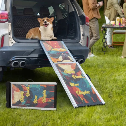 Telescoping Aluminum Dog Ramp for Cars, SUVs & Couches, 63 Inch Extendable Non-Slip Pet Ramp for Large & Senior Dogs, Portable Travel Ramp, 330 lbs