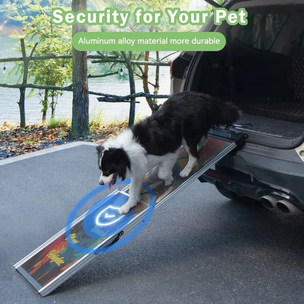 Telescoping Aluminum Dog Ramp for Cars, SUVs & Couches, 63 Inch Extendable Non-Slip Pet Ramp for Large & Senior Dogs, Portable Travel Ramp, 330 lbs