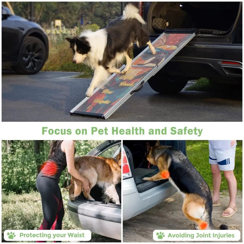 Telescoping Aluminum Dog Ramp for Cars, SUVs & Couches, 63 Inch Extendable Non-Slip Pet Ramp for Large & Senior Dogs, Portable Travel Ramp, 330 lbs
