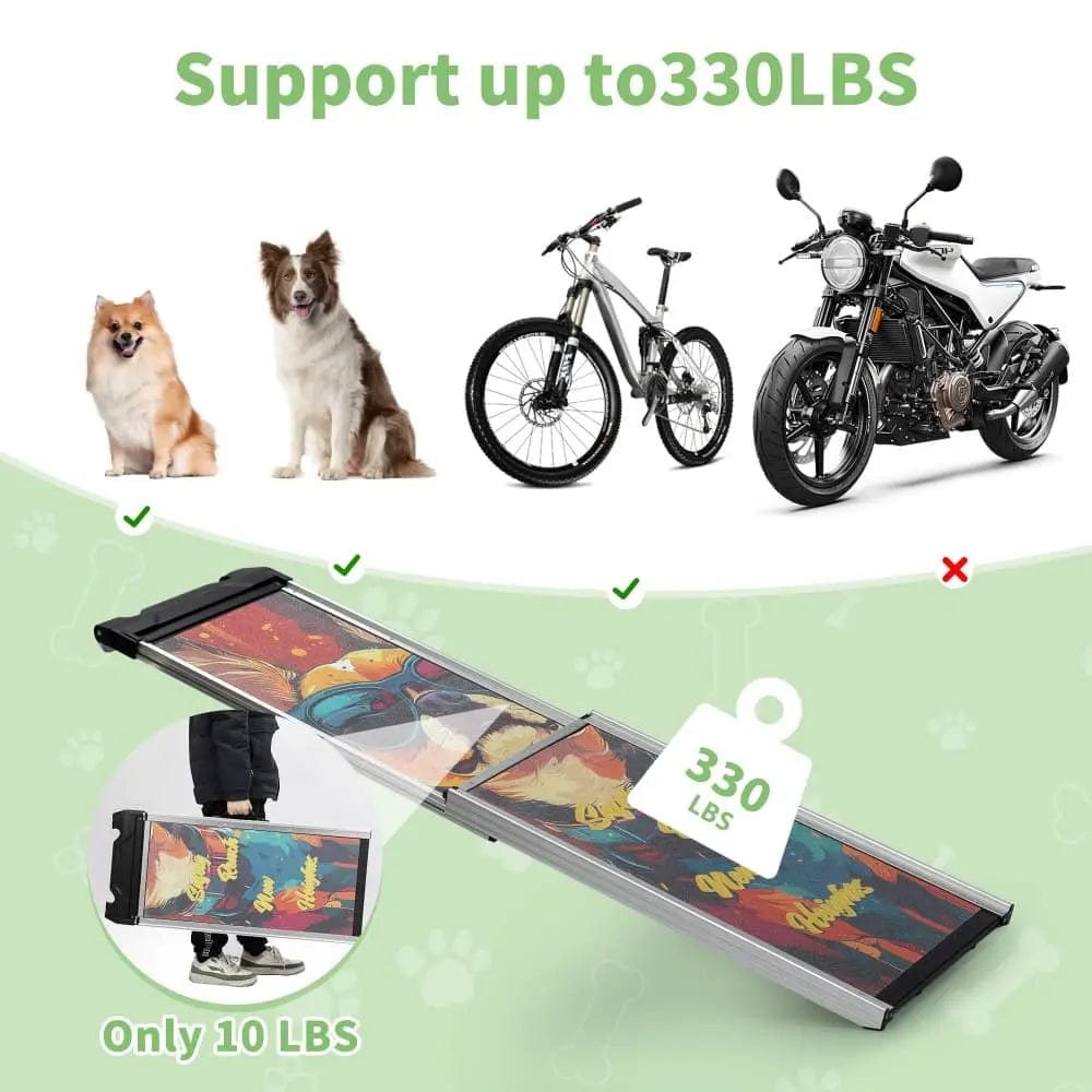 Telescoping Aluminum Dog Ramp for Cars, SUVs & Couches, 63 Inch Extendable Non-Slip Pet Ramp for Large & Senior Dogs, Portable Travel Ramp, 330 lbs