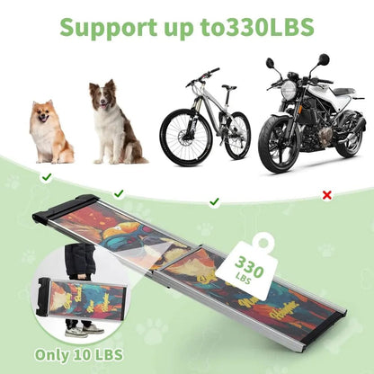 Telescoping Aluminum Dog Ramp for Cars, SUVs & Couches, 63 Inch Extendable Non-Slip Pet Ramp for Large & Senior Dogs, Portable Travel Ramp, 330 lbs