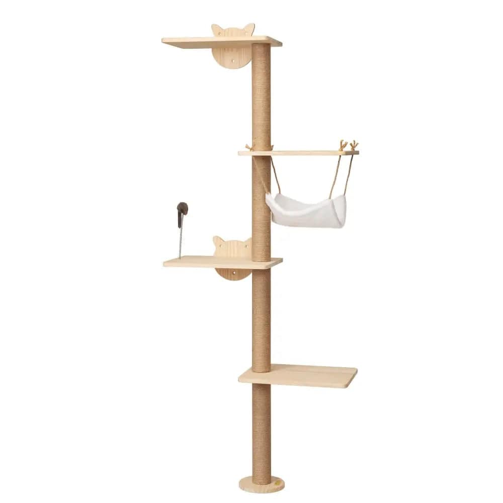 Modern Wall Mounted Cat Climbing Tree for Indoor Cats, Multi-Level Space-Saving Cat Wall Tower with Perches, for Apartments, Living Rooms & Cat Rooms