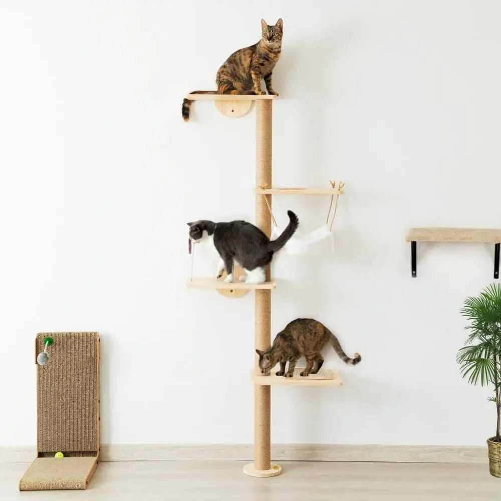 Modern Wall Mounted Cat Climbing Tree for Indoor Cats, Multi-Level Space-Saving Cat Wall Tower with Perches, for Apartments, Living Rooms & Cat Rooms