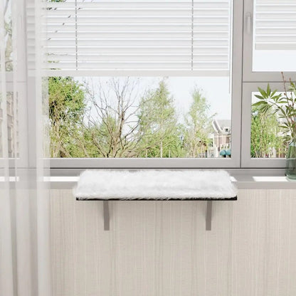 Cat Window Perch Bed for Indoor Cats, Cushioned Sunny Seat with Sturdy Metal Frame, Removable Washable Plush Cover, for Sunbathing, Bird Watching & Naps