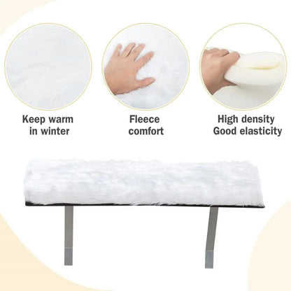 Cat Window Perch Bed for Indoor Cats, Cushioned Sunny Seat with Sturdy Metal Frame, Removable Washable Plush Cover, for Sunbathing, Bird Watching & Naps