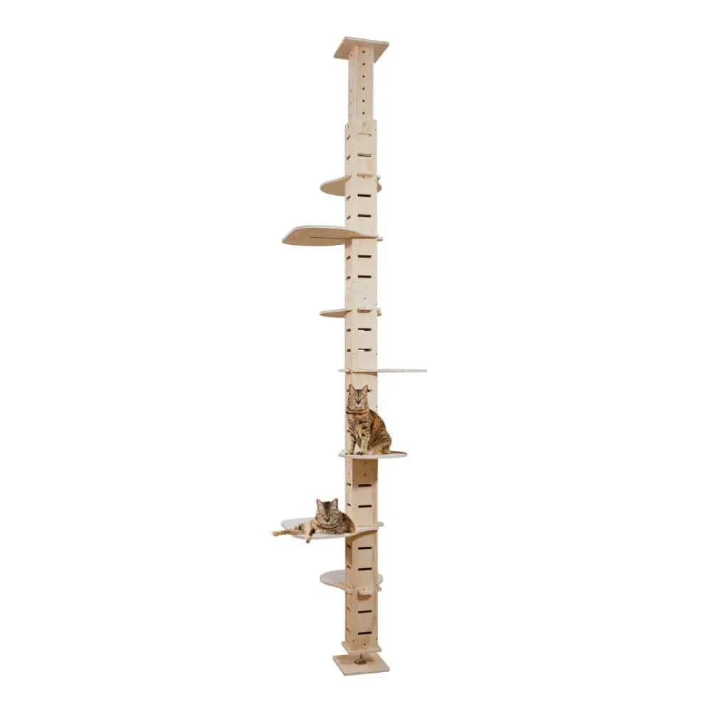 Adjustable Floor-to-Ceiling Cat Tree for Large Indoor Cats, Tall Climbing Pole Tower with Platforms, No-Drill Setup, for Living Rooms & Apartments