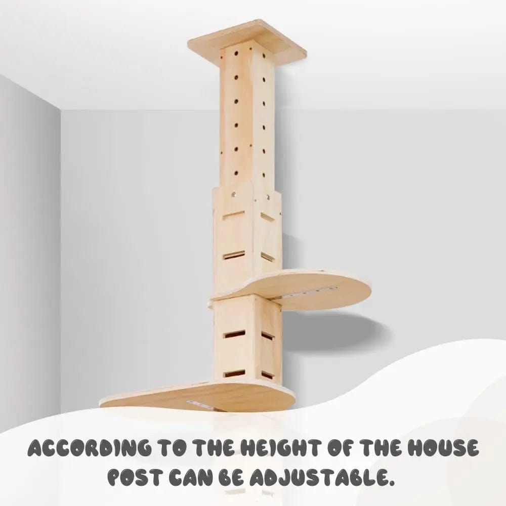 Adjustable Floor-to-Ceiling Cat Tree for Large Indoor Cats, Tall Climbing Pole Tower with Platforms, No-Drill Setup, for Living Rooms & Apartments