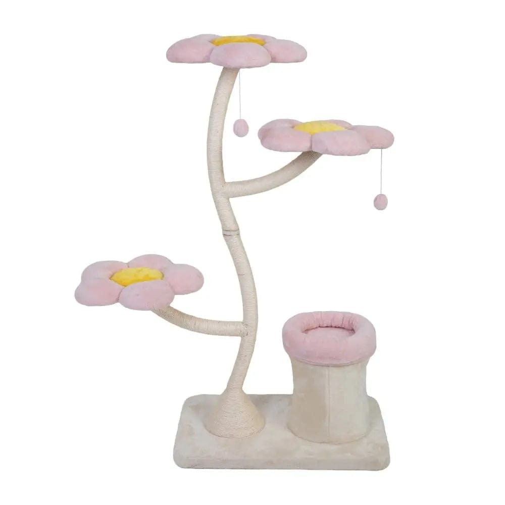 Flower Cat Tree Tower for Indoor Cats, 57 Inch 5-Level Cat Condo with Scratching Posts & Soft Perches, Cute Floral Cat Furniture for Play & Naps