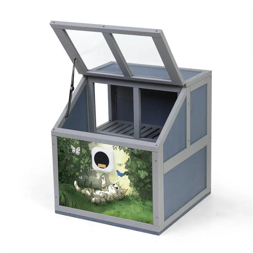 Wooden Cat Litter Box Enclosure for Indoor Cats, Hidden Litter Box Furniture Side Table with Top Opening & Removable Tray, for Living Rooms & Bedrooms