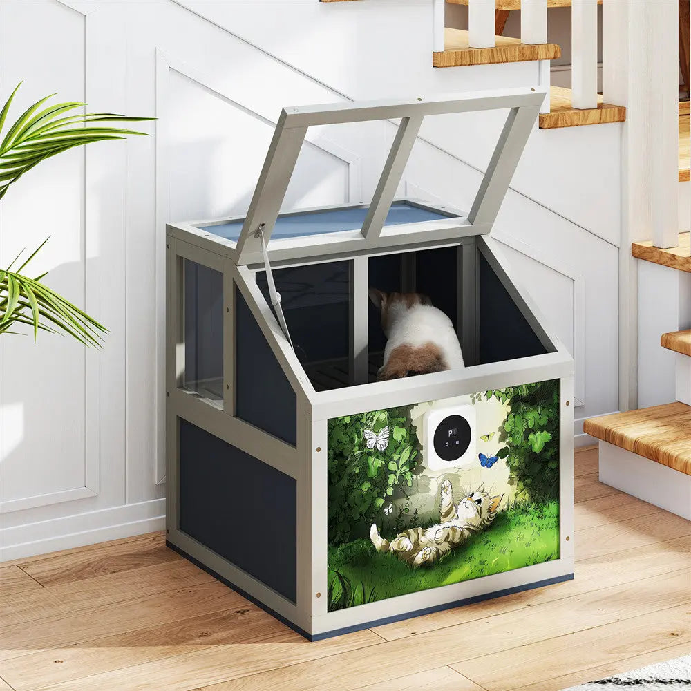 Wooden Cat Litter Box Enclosure for Indoor Cats, Hidden Litter Box Furniture Side Table with Top Opening & Removable Tray, for Living Rooms & Bedrooms