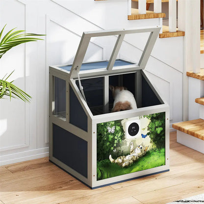 Wooden Cat Litter Box Enclosure for Indoor Cats, Hidden Litter Box Furniture Side Table with Top Opening & Removable Tray, for Living Rooms & Bedrooms