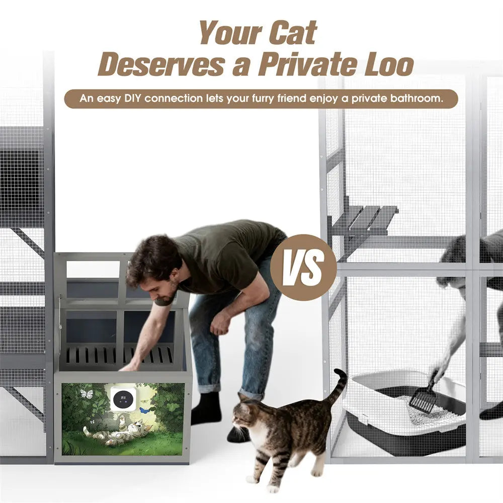 Wooden Cat Litter Box Enclosure for Indoor Cats, Hidden Litter Box Furniture Side Table with Top Opening & Removable Tray, for Living Rooms & Bedrooms