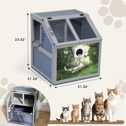 Wooden Cat Litter Box Enclosure for Indoor Cats, Hidden Litter Box Furniture Side Table with Top Opening & Removable Tray, for Living Rooms & Bedrooms