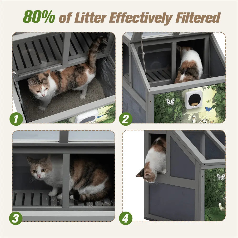 Wooden Cat Litter Box Enclosure for Indoor Cats, Hidden Litter Box Furniture Side Table with Top Opening & Removable Tray, for Living Rooms & Bedrooms