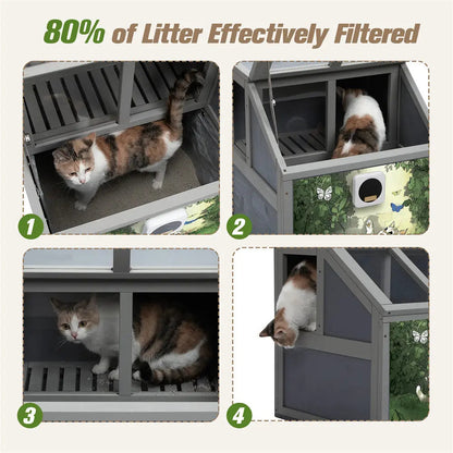 Wooden Cat Litter Box Enclosure for Indoor Cats, Hidden Litter Box Furniture Side Table with Top Opening & Removable Tray, for Living Rooms & Bedrooms