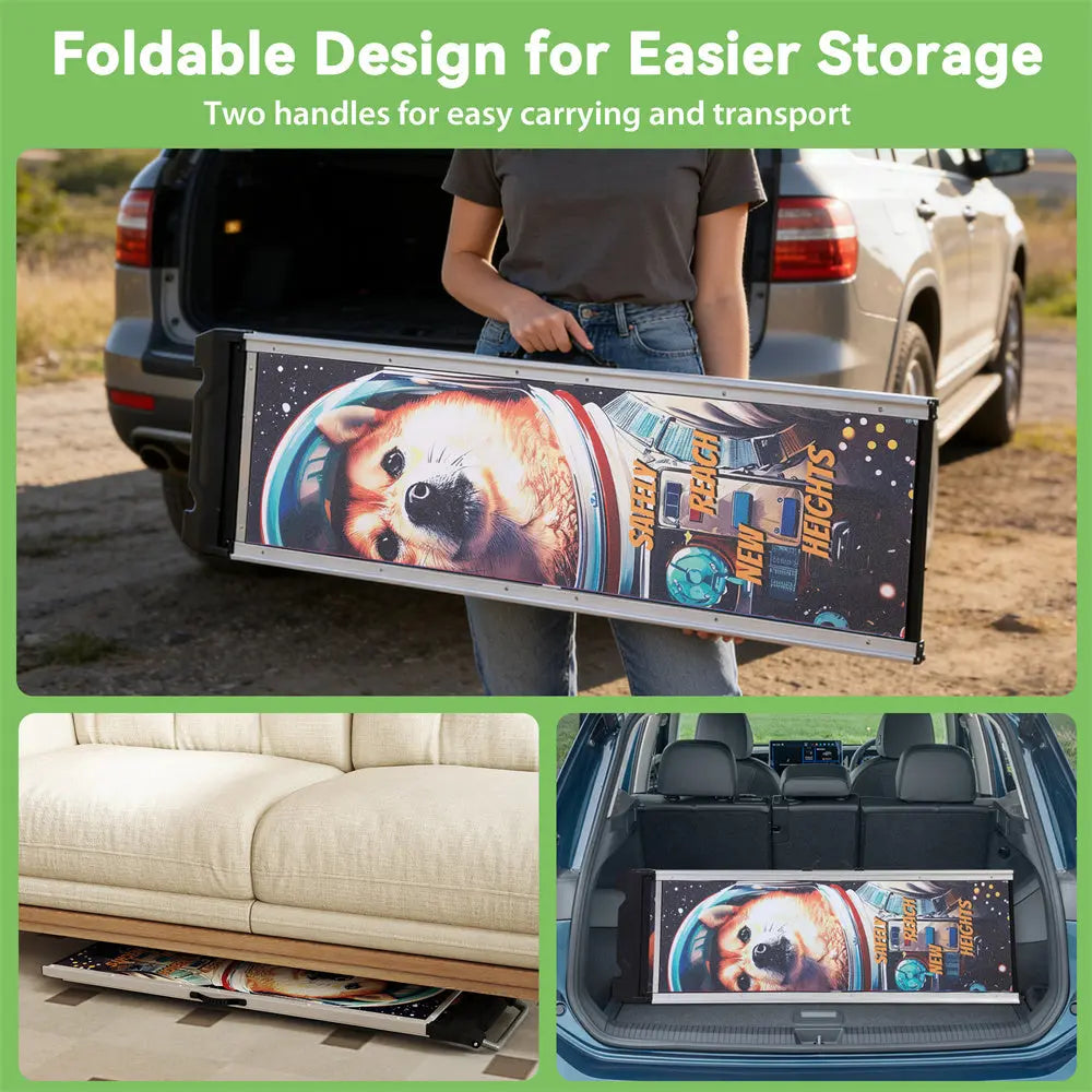 Extra Long Telescoping Aluminum Dog Ramp for Trucks, SUVs & Cars, 88 Inch Extended Non-Slip Pet Ramp for Large, Small & Senior Dogs, Adjustable