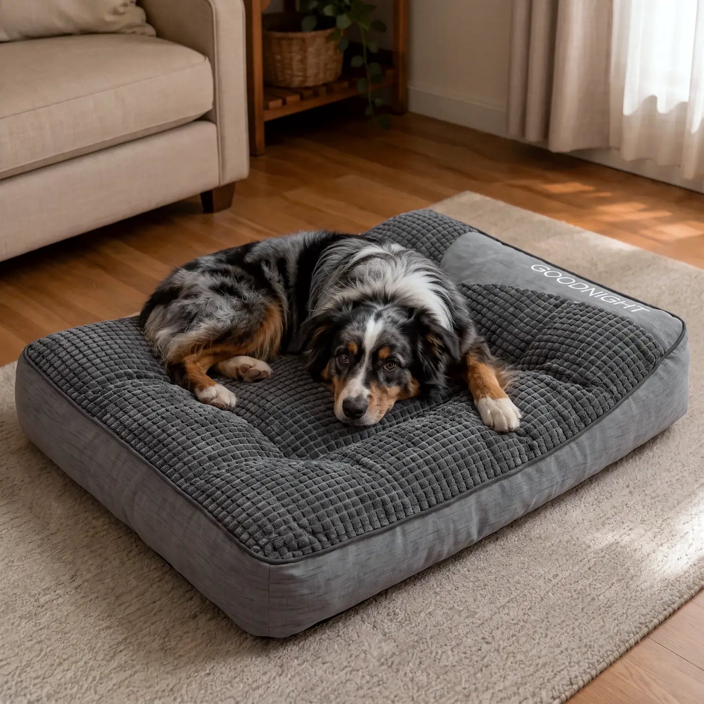 Washable Calming Dog Bed Cushion for Small, Medium & Large Dogs, Soft Plush Flat Pet Mattress Pad, for Crates, Kennels, Floors & Couches