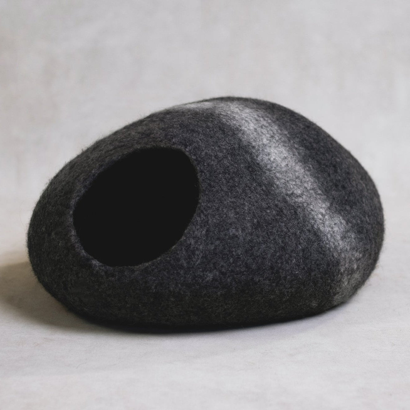 Striped Wool Felt Cat Cave for Indoor Cats & Kittens, Modern Secure Hideout Bed for Hiding & Napping, for Living Rooms, Bedrooms & Minimalist Homes