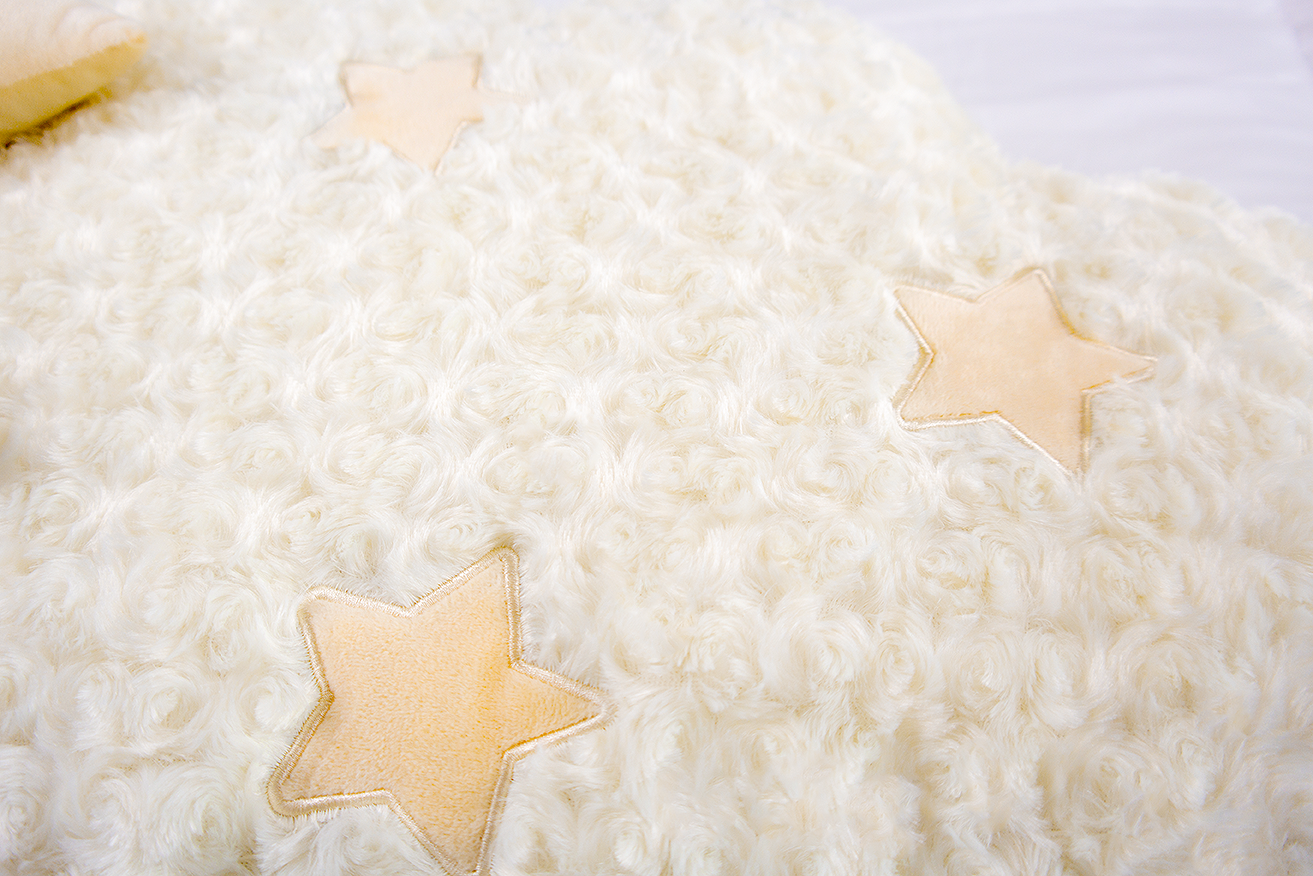 Cloud Shaped Cat Bed for Cats & Small Dogs, Extra Large Soft Plush Pet Bed with Moon Pillow & Star Accents, for Bedrooms & Living Rooms