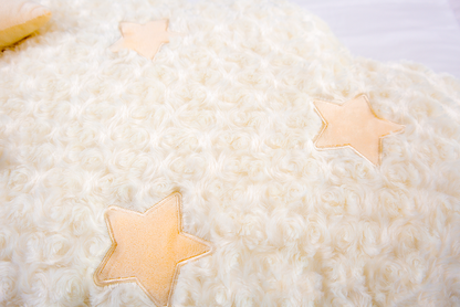 Cloud Shaped Cat Bed for Cats & Small Dogs, Extra Large Soft Plush Pet Bed with Moon Pillow & Star Accents, for Bedrooms & Living Rooms