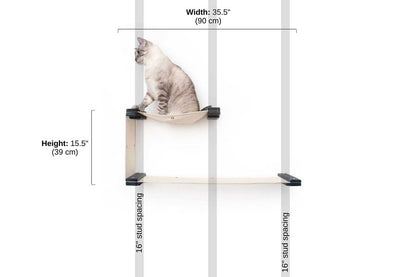 Double Decker Wall-Mounted Cat Hammock Set for Multi-Cat Homes, Two-Level Hanging Bed with Privacy Wall, Canvas Cat Wall Furniture for Climbing & Naps
