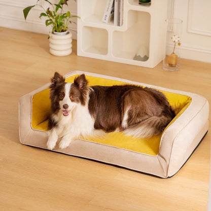 Orthopedic Foam Dog Sofa Bed for Small, Medium & Large Dogs, Full Support Bolster Pet Lounger with Pillow Edges, Machine Washable, Non-Slip Bottom