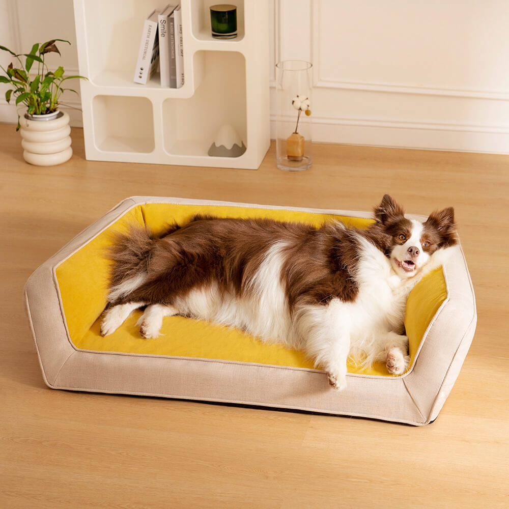 Orthopedic Foam Dog Sofa Bed for Small, Medium & Large Dogs, Full Support Bolster Pet Lounger with Pillow Edges, Machine Washable, Non-Slip Bottom