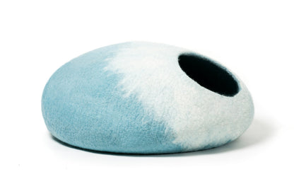 Gradient Wool Felt Cat Cave for Indoor Cats & Kittens, Modern Calming Hideaway Bed for Hiding & Napping, for Living Rooms, Bedrooms & Quiet Corners