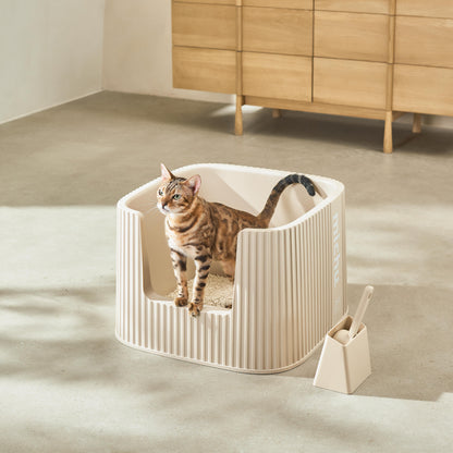 Spacious High-Wall Cat Litter Box for Large Cats & Multi-Cat Homes, Extra Deep Litter Pan with Scoop, Odor & Mess Control, Easy to Clean