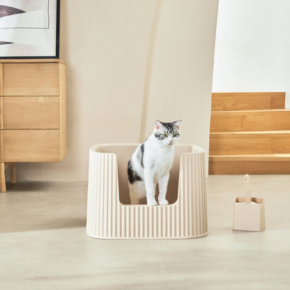 Spacious High-Wall Cat Litter Box for Large Cats & Multi-Cat Homes, Extra Deep Litter Pan with Scoop, Odor & Mess Control, Easy to Clean