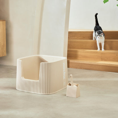 Spacious High-Wall Cat Litter Box for Large Cats & Multi-Cat Homes, Extra Deep Litter Pan with Scoop, Odor & Mess Control, Easy to Clean
