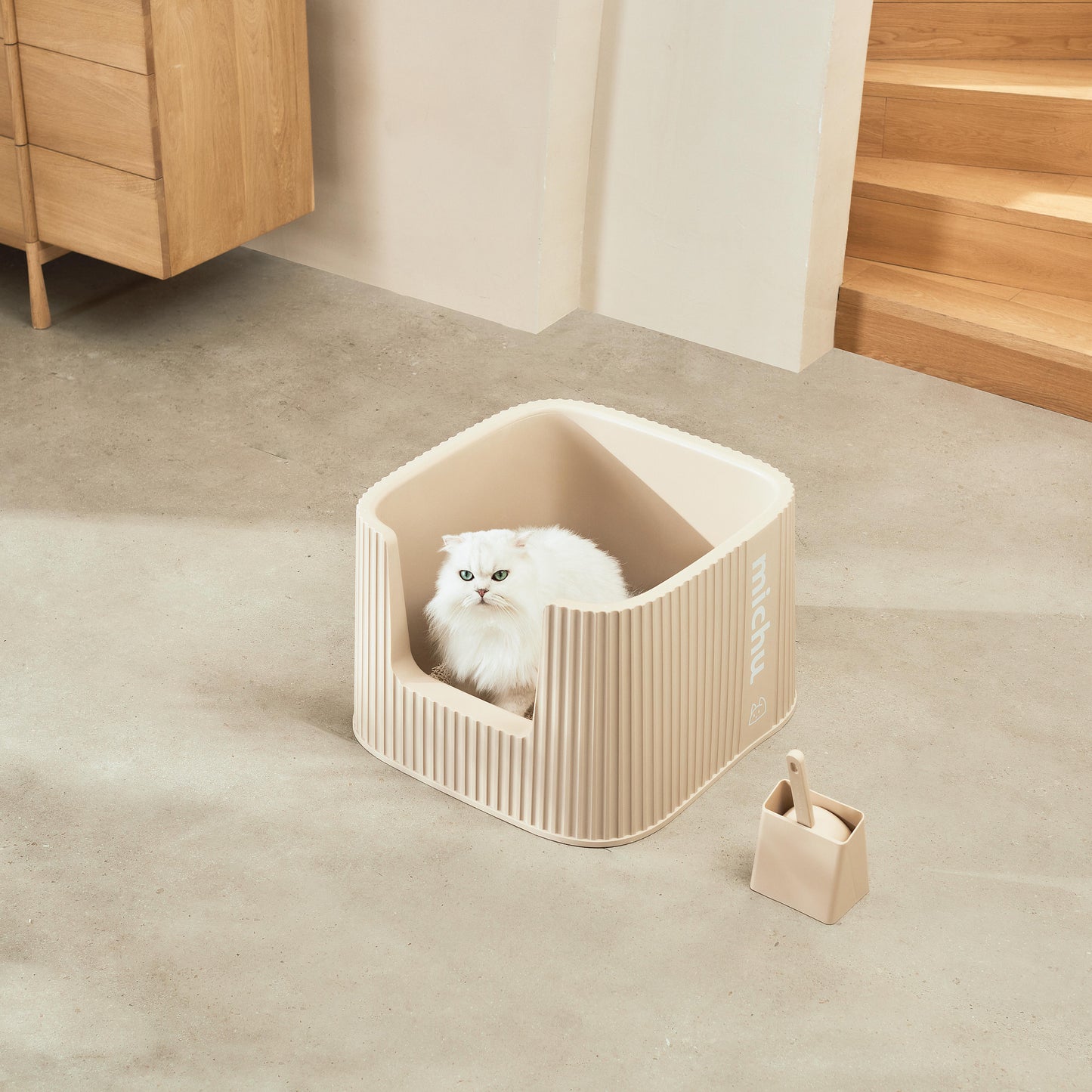 Spacious High-Wall Cat Litter Box for Large Cats & Multi-Cat Homes, Extra Deep Litter Pan with Scoop, Odor & Mess Control, Easy to Clean