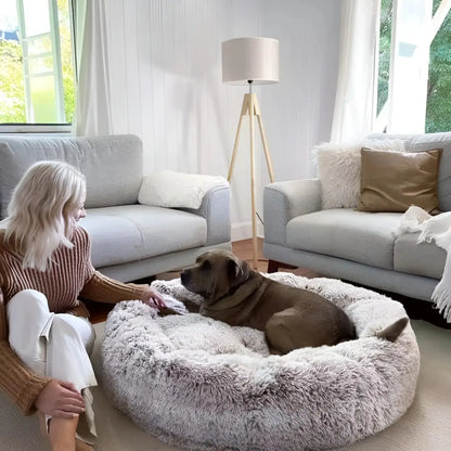 Calming Anti-Anxiety Dog Bed for Small, Medium & Large Dogs, Plush Donut Round Puppy Bed, Cozy & Soothing, for Sleeping, Crates & Living Rooms