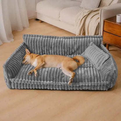 Supportive Dog Sofa Bed for Small, Medium & Large Breeds, Washable Bolster Pet Couch for Calm Sleep, Sized for Chihuahuas to German Shepherds & Labs