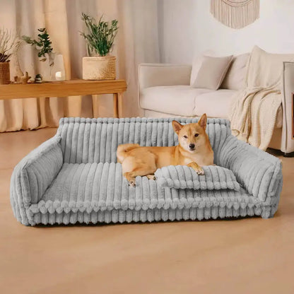 Supportive Dog Sofa Bed for Small, Medium & Large Breeds, Washable Bolster Pet Couch for Calm Sleep, Sized for Chihuahuas to German Shepherds & Labs