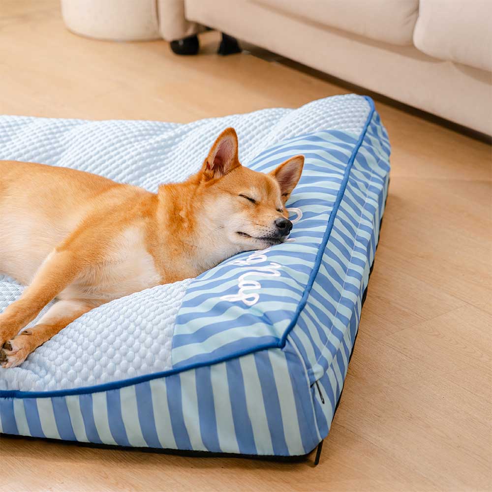 Extra Large Cooling Orthopedic Dog Bed for Big & Senior Dogs, Washable Rectangle Pet Bed with Raised Headrest Edge, Non-Slip, for Indoor & Outdoor Rest