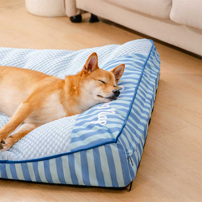 Extra Large Cooling Orthopedic Dog Bed for Big & Senior Dogs, Washable Rectangle Pet Bed with Raised Headrest Edge, Non-Slip, for Indoor & Outdoor Rest