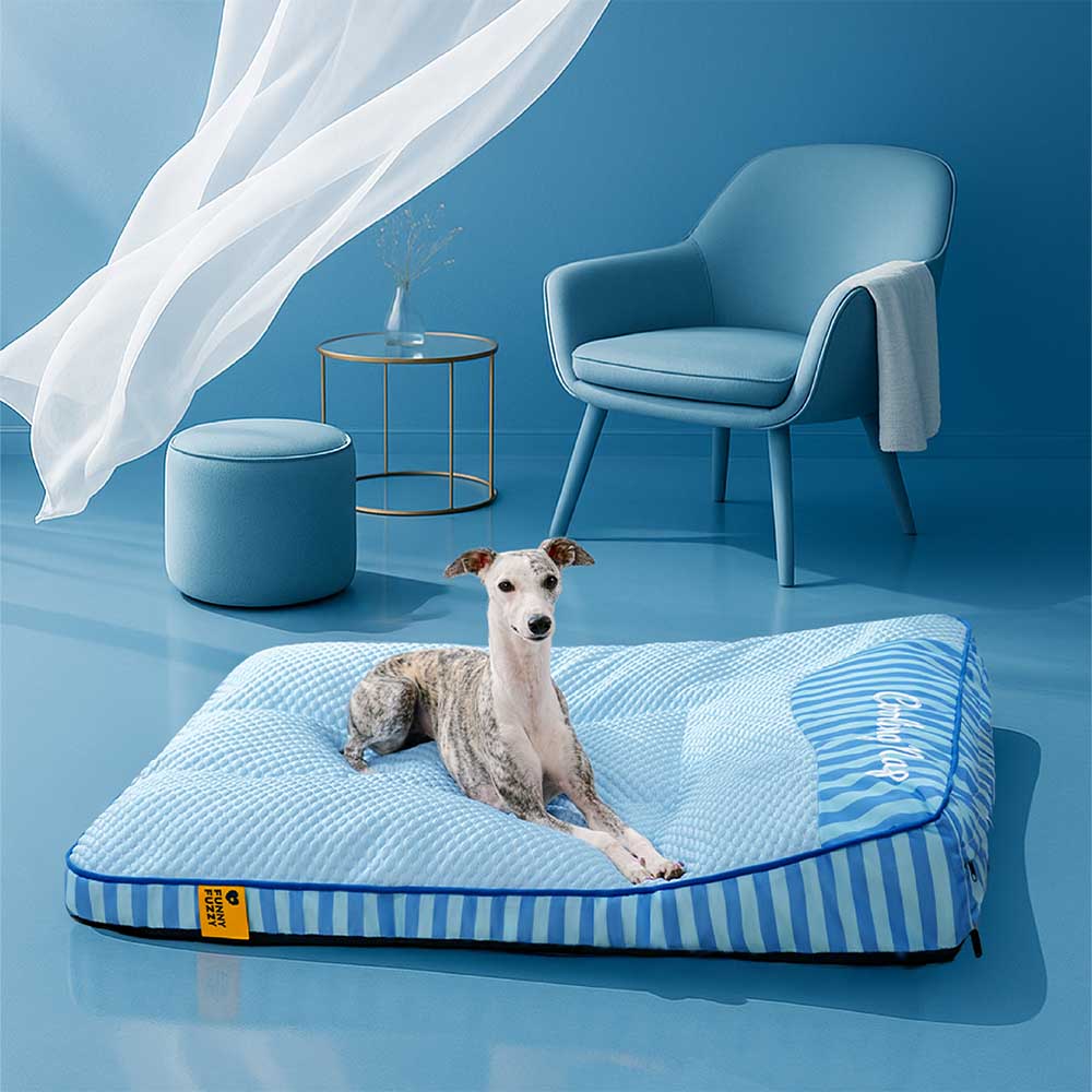 Extra Large Cooling Orthopedic Dog Bed for Big & Senior Dogs, Washable Rectangle Pet Bed with Raised Headrest Edge, Non-Slip, for Indoor & Outdoor Rest