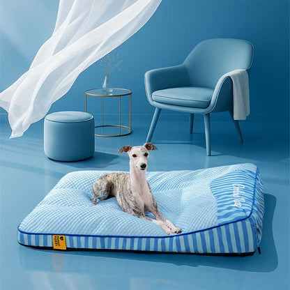 Extra Large Cooling Orthopedic Dog Bed for Big & Senior Dogs, Washable Rectangle Pet Bed with Raised Headrest Edge, Non-Slip, for Indoor & Outdoor Rest