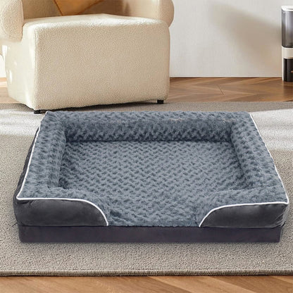 Orthopedic Foam Dog Bed for Senior & Large Dogs, Water-Repellent Full Surround Bolster Pet Bed, Detachable Machine Washable Cover, Breathable Support