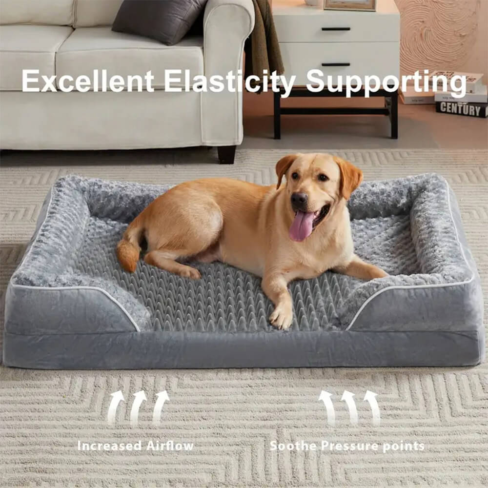 Orthopedic Foam Dog Bed for Senior & Large Dogs, Water-Repellent Full Surround Bolster Pet Bed, Detachable Machine Washable Cover, Breathable Support