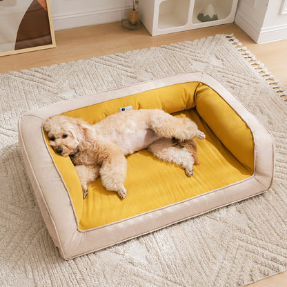 Orthopedic Foam Dog Sofa Bed for Small, Medium & Large Dogs, Full Support Bolster Pet Lounger with Pillow Edges, Machine Washable, Non-Slip Bottom