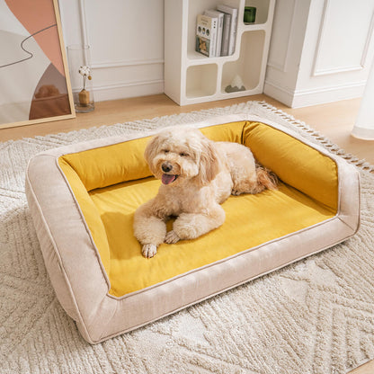 Orthopedic Foam Dog Sofa Bed for Small, Medium & Large Dogs, Full Support Bolster Pet Lounger with Pillow Edges, Machine Washable, Non-Slip Bottom