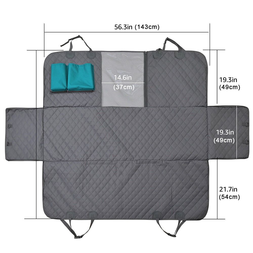 Waterproof Car Seat Cover for Dogs, Non-Slip Pet Back Seat Protector with Adjustable Straps & Storage Pockets, for Cars, Trucks & SUVs, Easy to Clean
