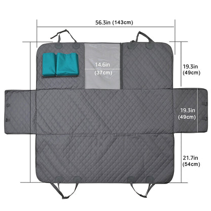 Waterproof Car Seat Cover for Dogs, Non-Slip Pet Back Seat Protector with Adjustable Straps & Storage Pockets, for Cars, Trucks & SUVs, Easy to Clean