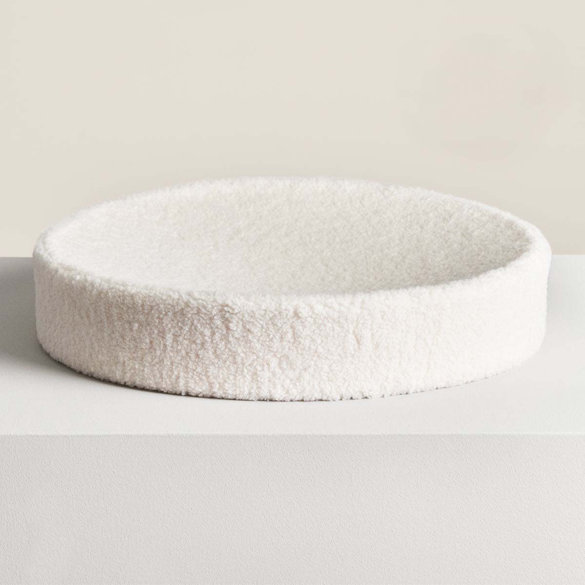 Modern Cat Bed Cushion for Indoor Cats & Kittens, Sculpted Foam Nest with Soft Faux Shearling Cover, for Napping, Lounging, Bedrooms & Sunny Spots