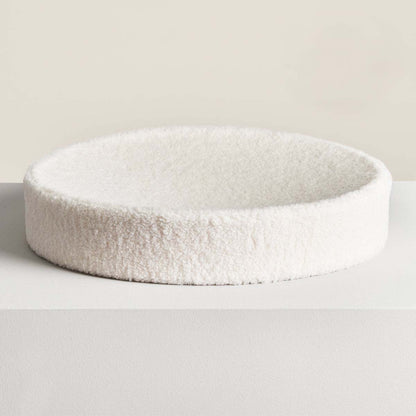 Modern Cat Bed Cushion for Indoor Cats & Kittens, Sculpted Foam Nest with Soft Faux Shearling Cover, for Napping, Lounging, Bedrooms & Sunny Spots